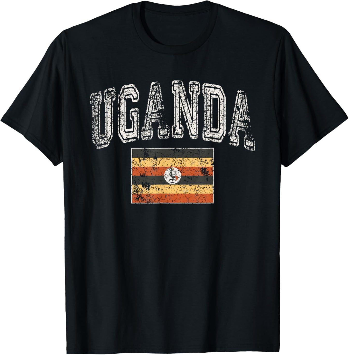 Vintage Retro Faded Uganda Flag Ugandan Pride T-Shirt - T-Shirt | Black