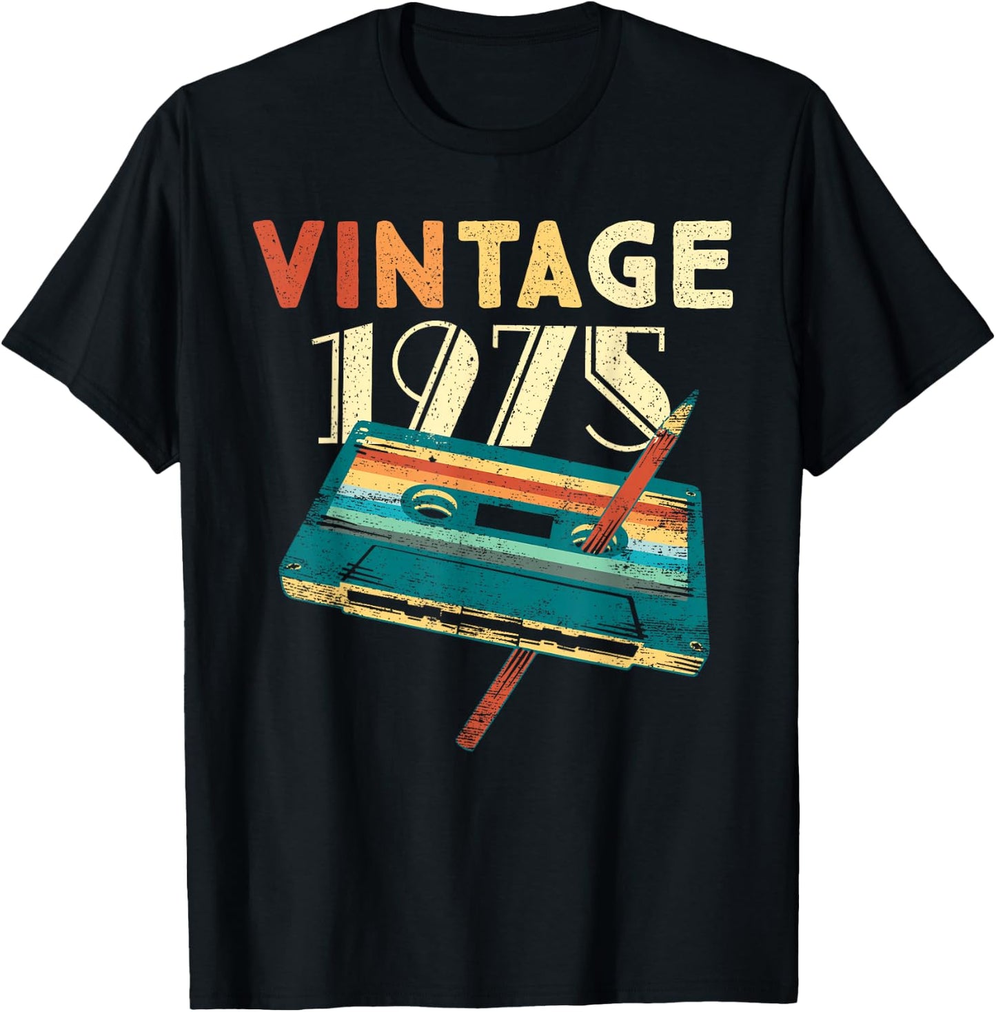 50 Years Old Gifts Vintage 1975 Music Cassette 50th Birthday T-Shirt - T-Shirt | Black