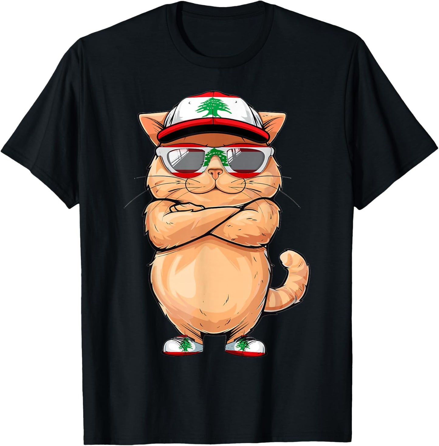 Lebanese Flag Cat Mom Souvenirs Products Kitten Lebanon T-Shirt - T-Shirt | Black