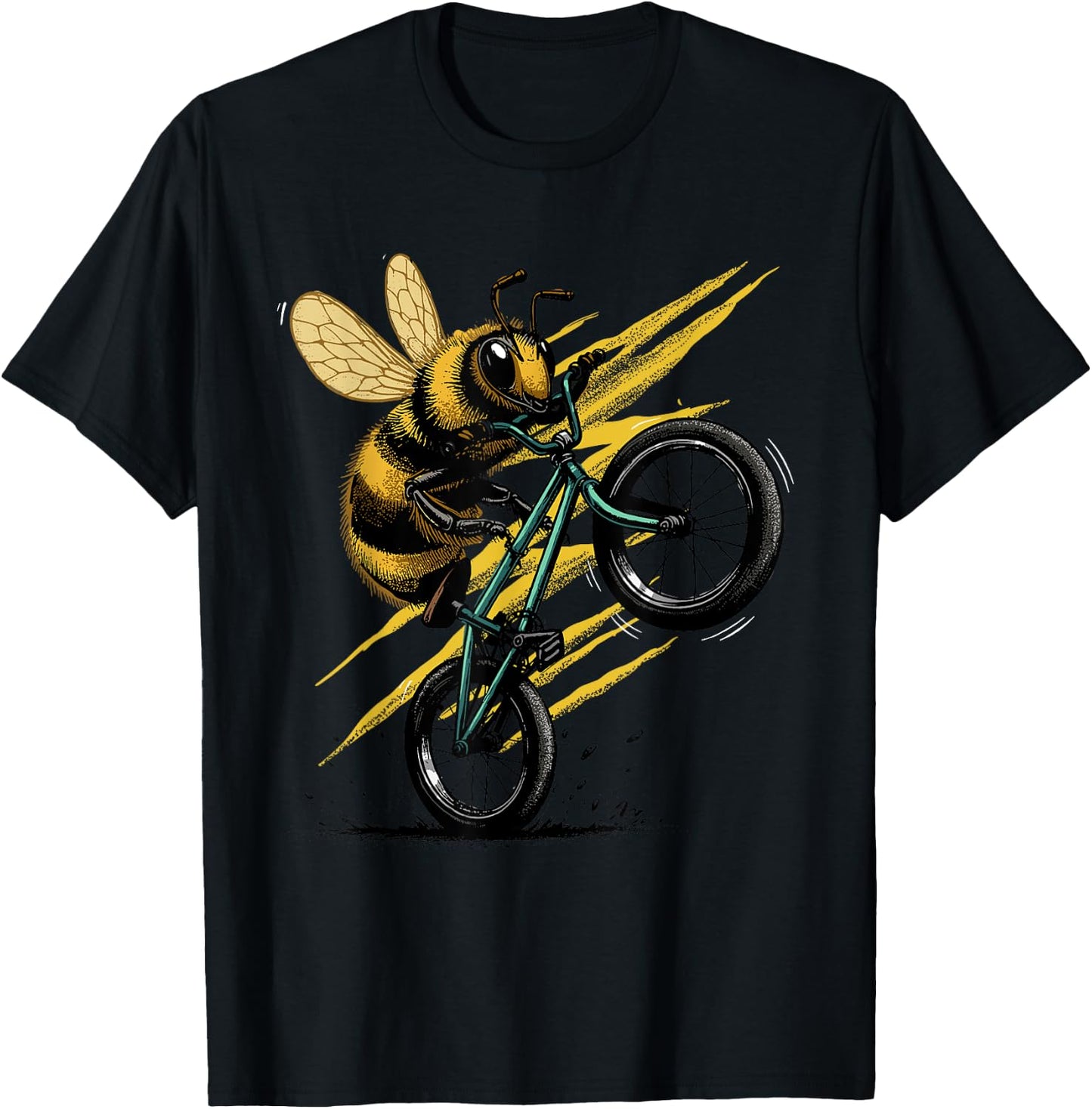 Bicycle Shirt Bee Cycling Funny Cyclist Bee Bicycling Bike T-Shirt - T-Shirt | Black