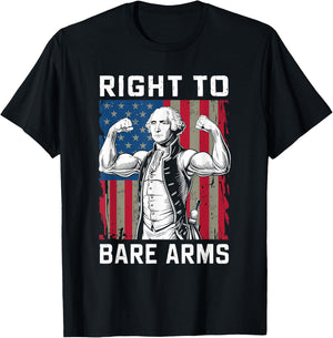 Right To Bare Arms USA 4th July Funny George Washington T-Shirt - T-Shirt | Black