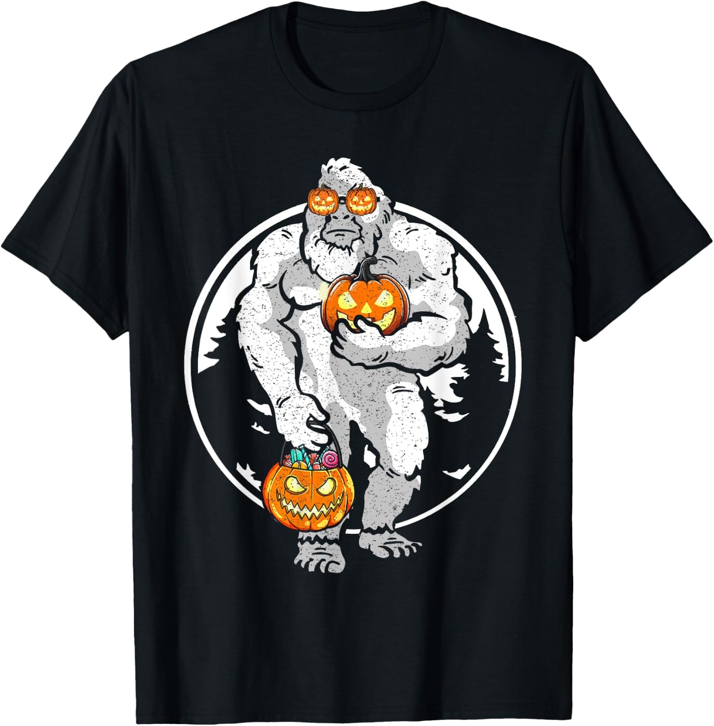 Bigfoot Yeti Pumpkin Candy Funny Halloween Sasquatch Costume T-Shirt - T-Shirt | Black