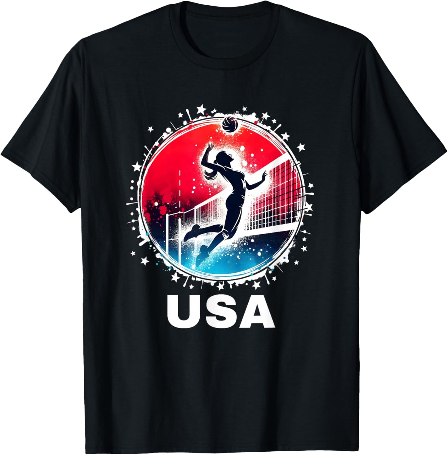 Volleyball USA Go USA Team USA Flag Women Volleyball T-Shirt - T-Shirt | Black