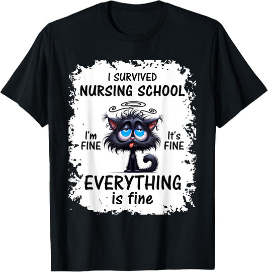 I Survived Nursing School Graduation 2025 T-Shirt - T-Shirt | Black