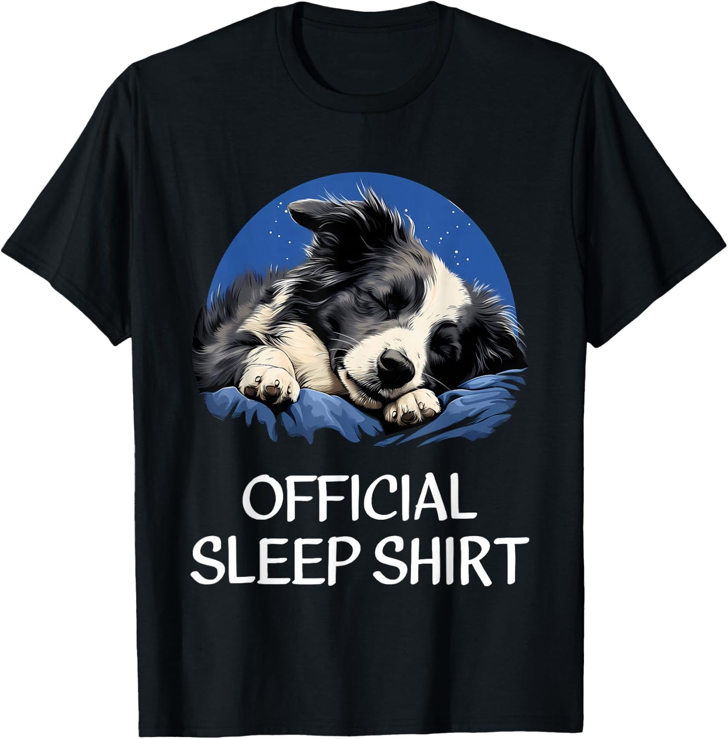 Official Sleep Shirt Border Collie Nightshirt Pajama T-Shirt - T-Shirt | Black