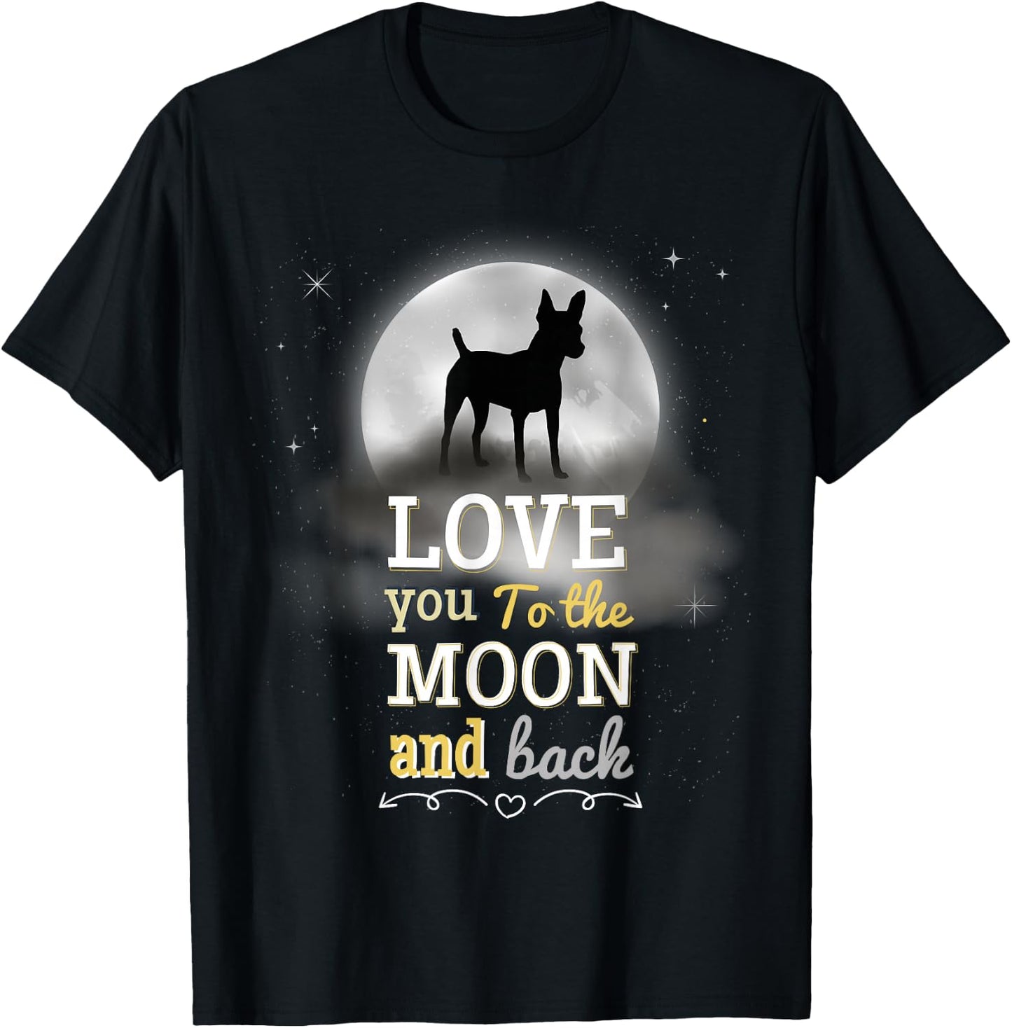 American Toy Fox Terrier Dog Love To The Moon T-Shirt - T-Shirt | Black
