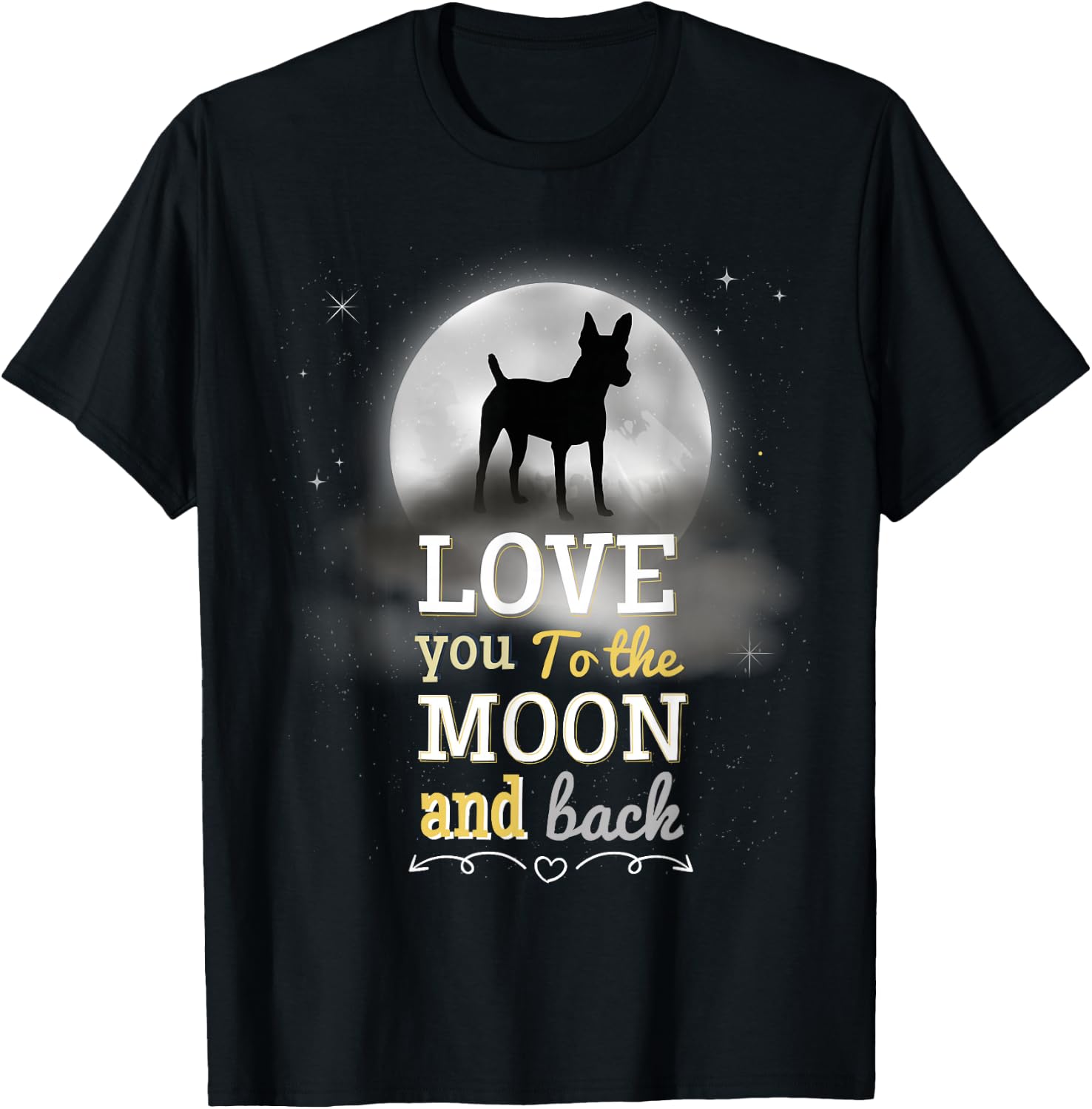 American Toy Fox Terrier Dog Love To The Moon T-Shirt - T-Shirt | Black