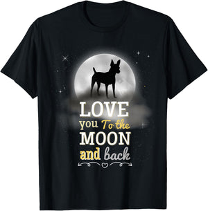 American Toy Fox Terrier Dog Love To The Moon T-Shirt - T-Shirt | Black