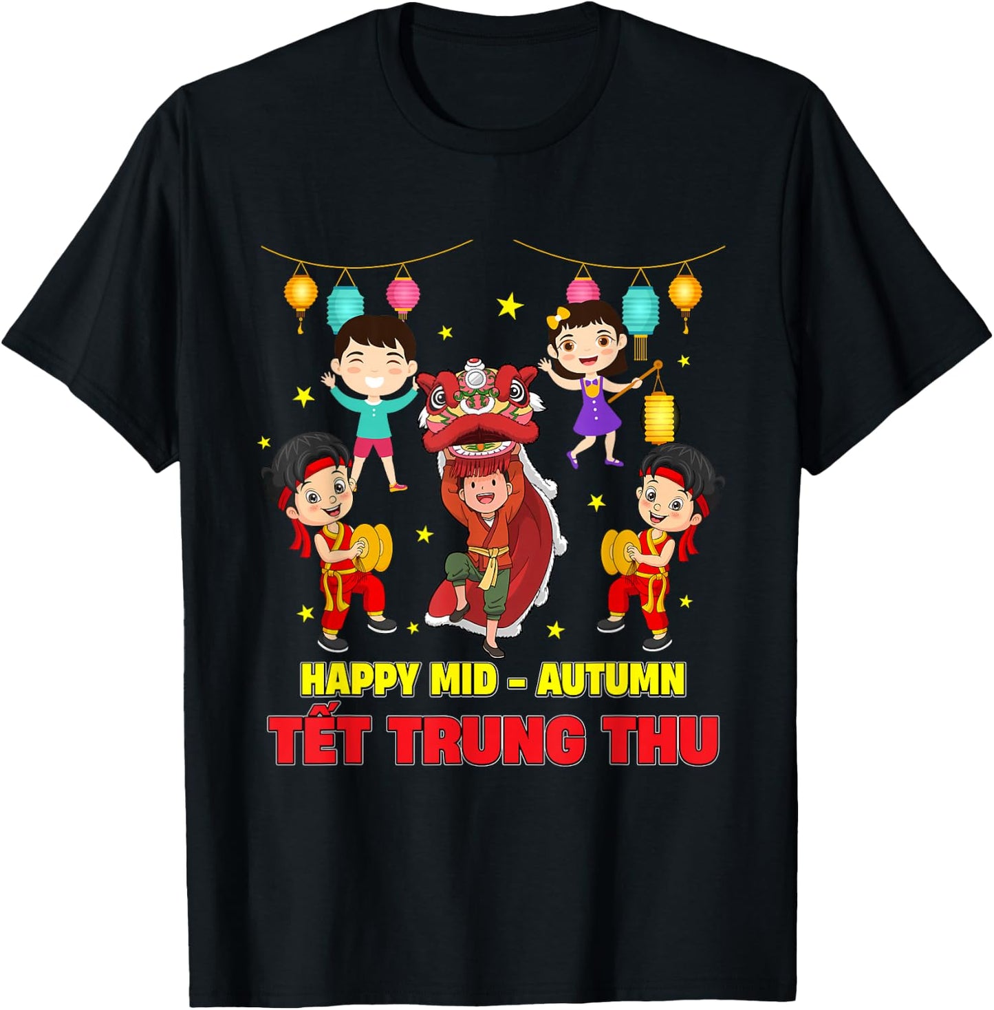 Tet Trung Thu Vietnamese Mid-Autumn Festival Lion Dance T-Shirt - T-Shirt | Black