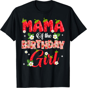 Mom Dad Mama Birthday Girl Strawberry Berry Sweet One Two T-Shirt - T-Shirt | Black