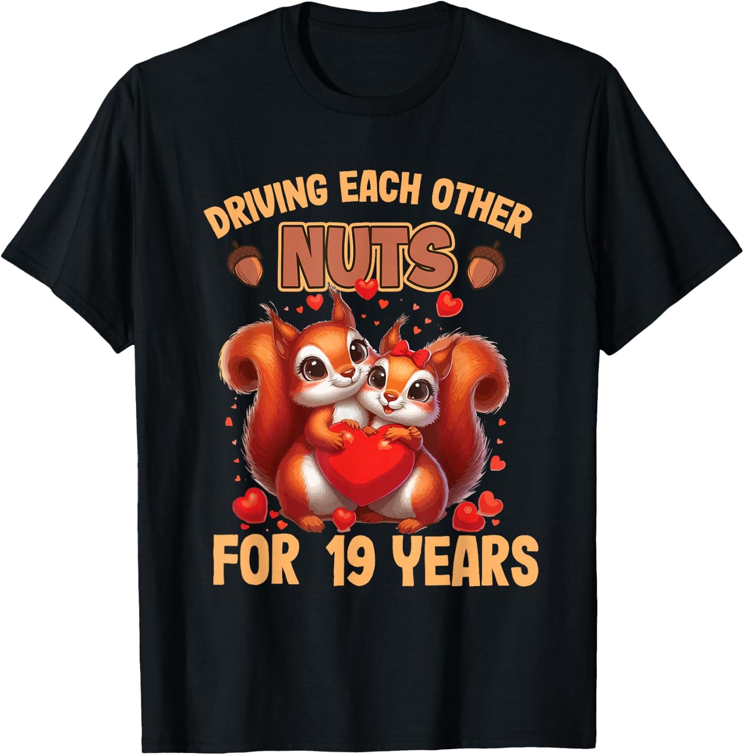 Couples Married 19 Year Funny 19th Wedding Anniversary T-Shirt - T-Shirt | Black