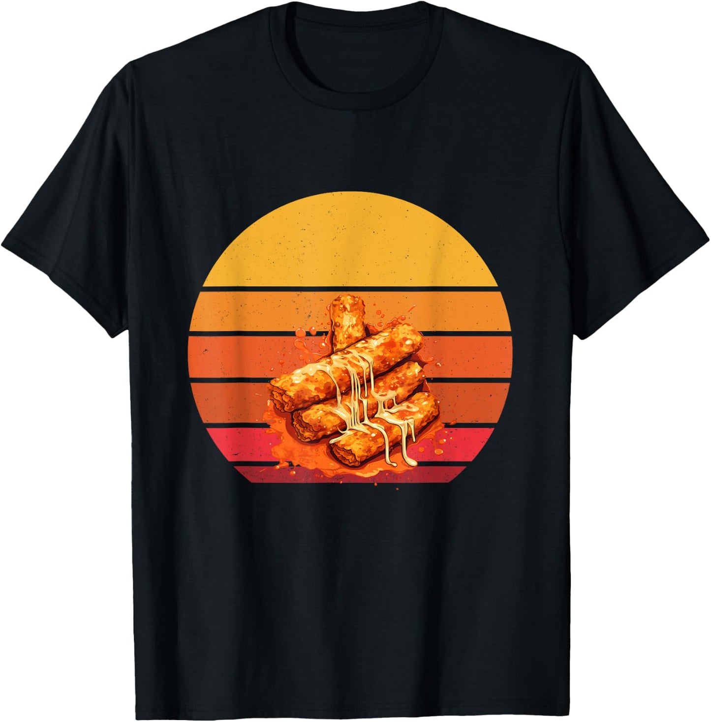 Mozzarella Sticks Retro Cheesy Mozzarella Sticks Lover T-Shirt - T-Shirt | Black