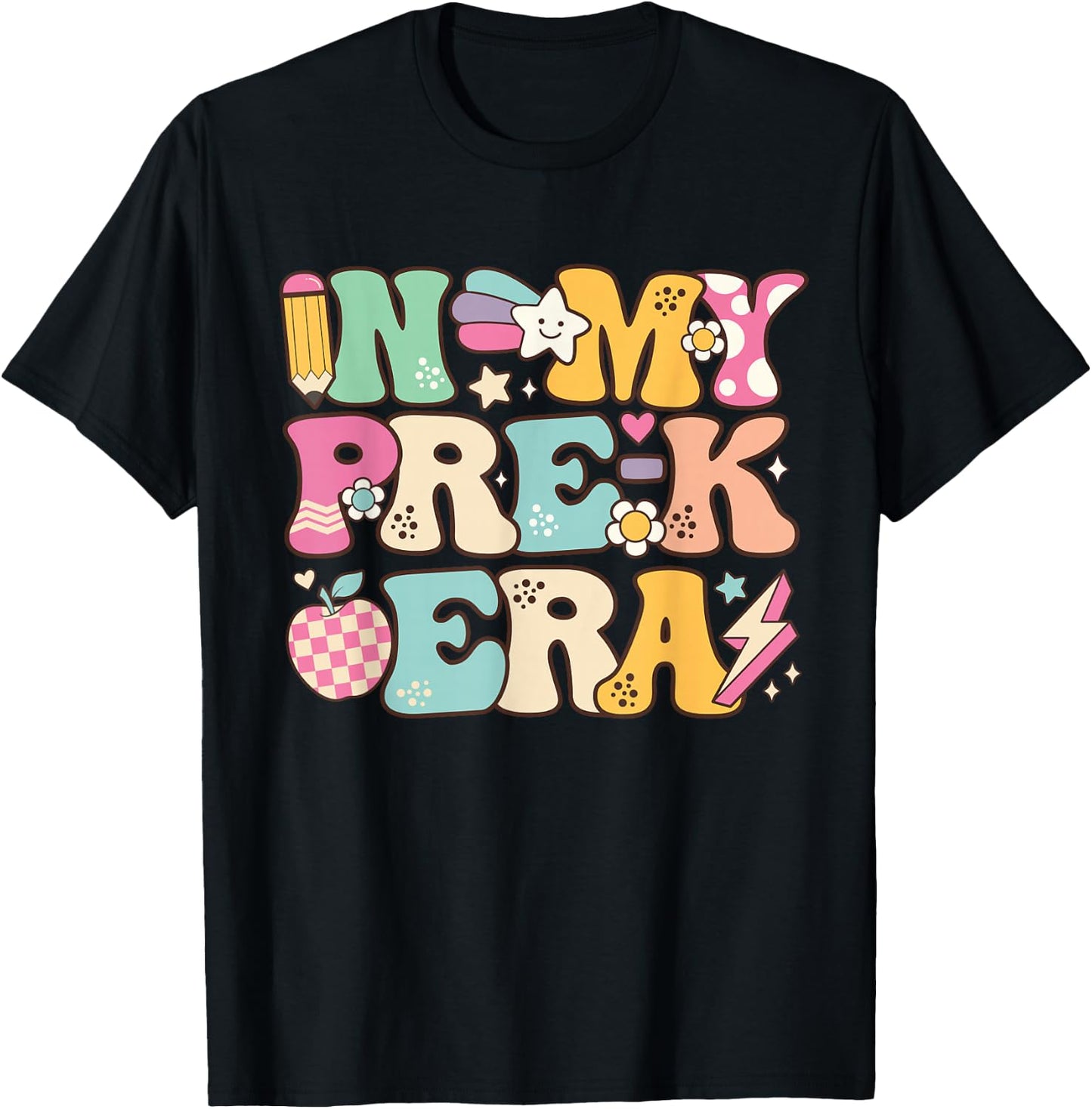 In My Pre-K Era Girl Back To School Cute PreSchool Teacher T-Shirt - T-Shirt | Black