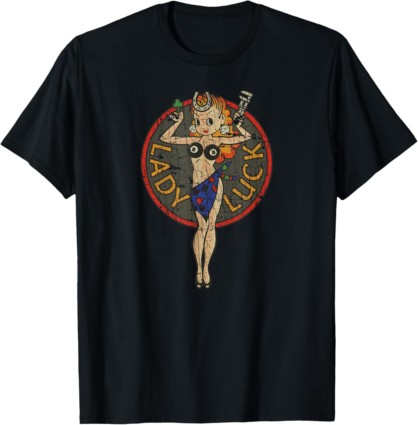 Traditional Lady Luck 1947 T-Shirt - T-Shirt | Black