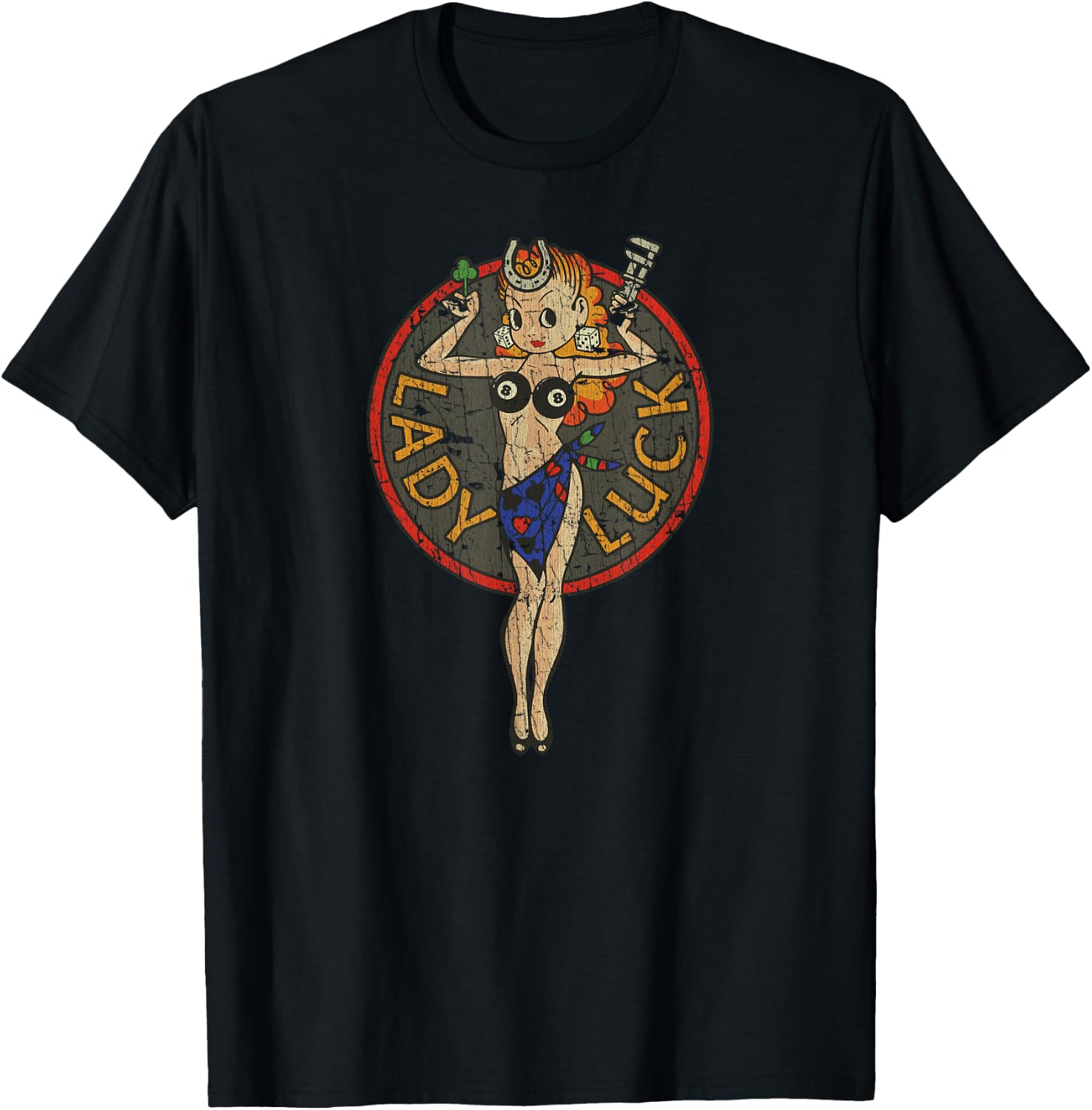 Traditional Lady Luck 1947 T-Shirt - T-Shirt | Black