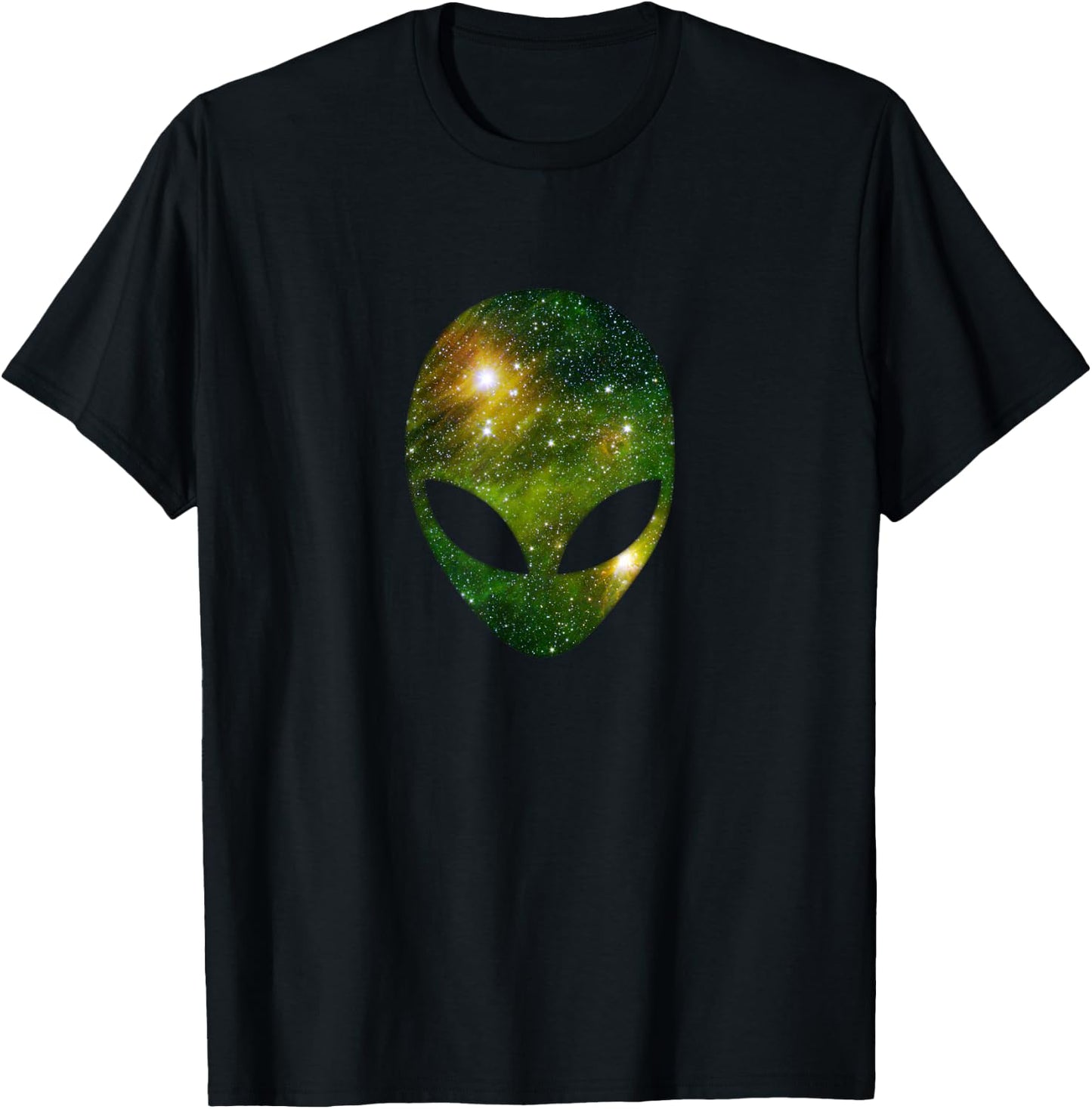 Cosmic Alien Head - Green Ufo Scifi Galaxy T-Shirt - T-Shirt | Black