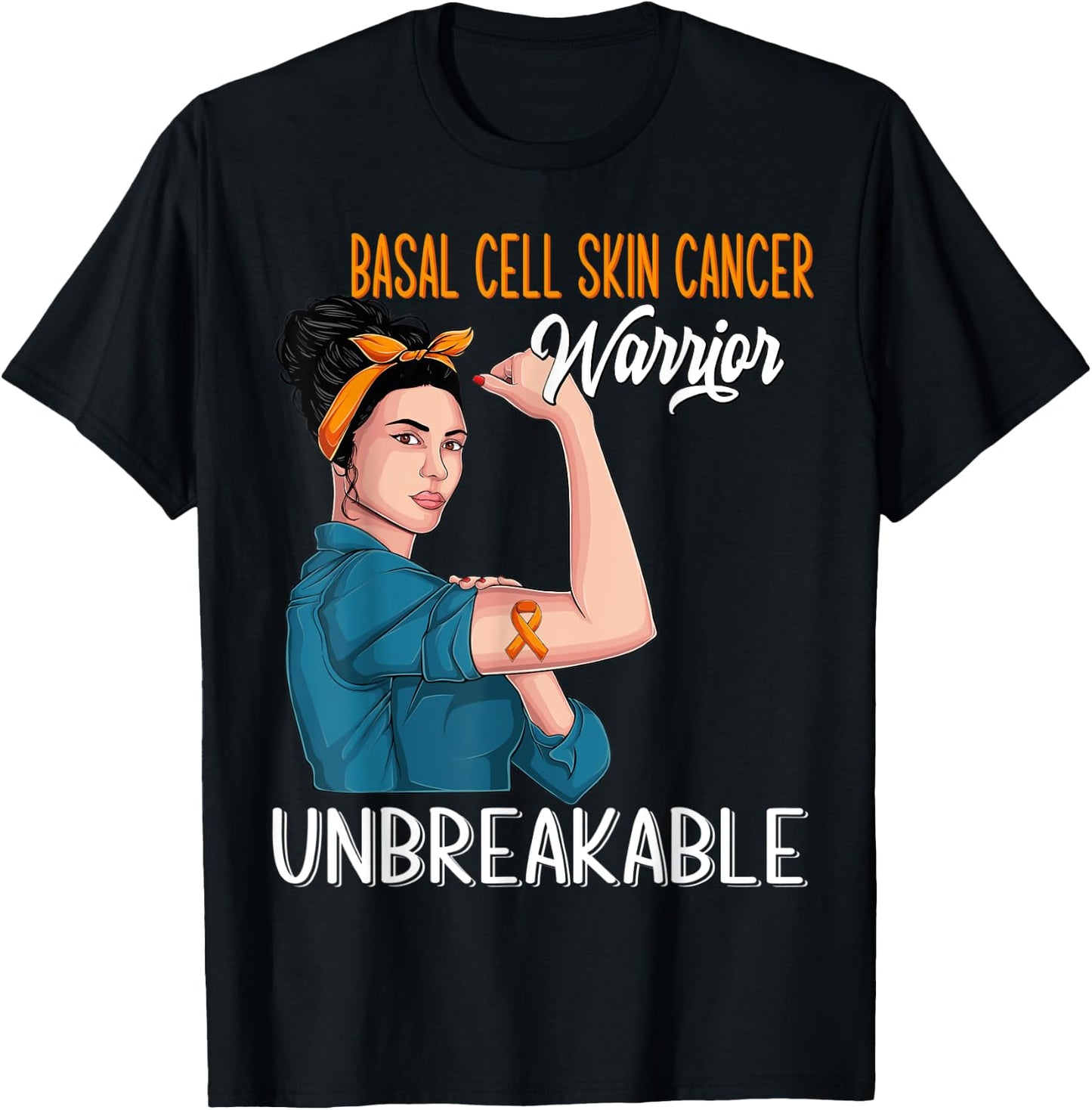 Basal Cell Skin Cancer Awareness Warrior Unbreakable T-Shirt - T-Shirt | Black