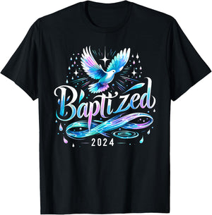 Baptized 2024 Shirt Christian Water Baptism Church Group T-Shirt - T-Shirt | Black
