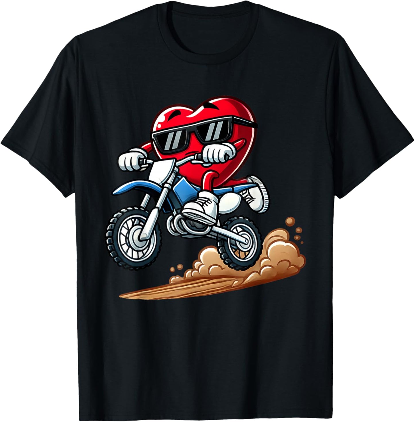 Valentine's Day Red Heart Dirt Bike Toddler Boys February T-Shirt - T-Shirt | Black