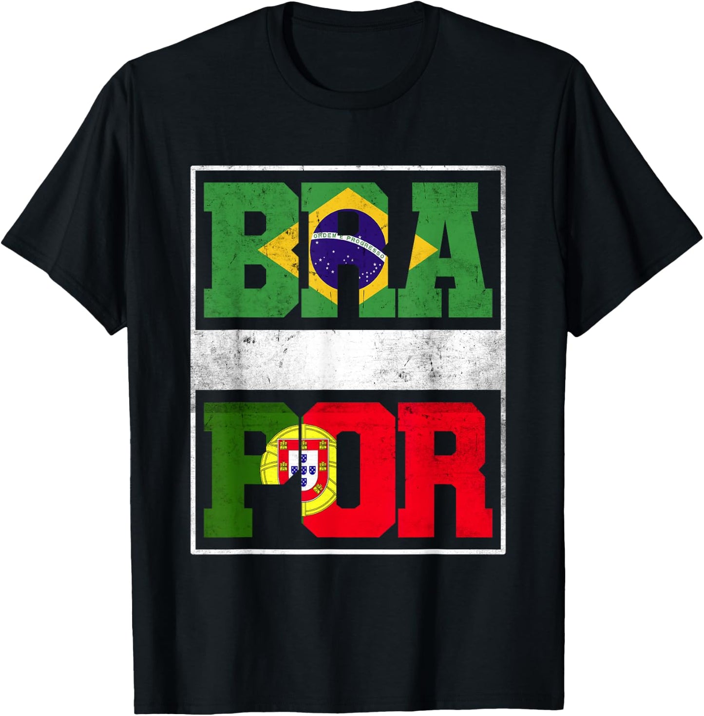Brazil and Portugal Mix Heritage Brazilian Portuguese Roots T-Shirt - T-Shirt | Black