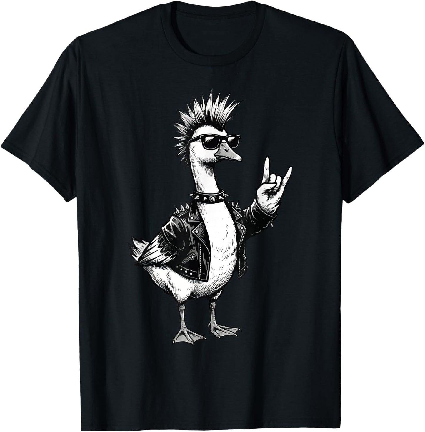 Goose Punk Rock Duck Alternative T-Shirt - T-Shirt | Black