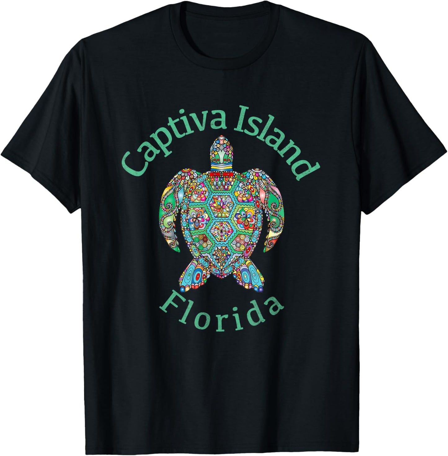 Captiva Island, Florida Tribal Turtle Gift T-Shirt - T-Shirt | Black