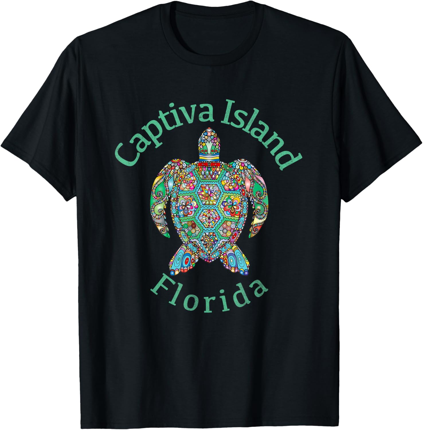 Captiva Island, Florida Tribal Turtle Gift T-Shirt - T-Shirt | Black