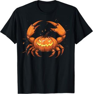 Spooky Crab Pumpkin Cute Easy Lazy Animal Halloween Costume T-Shirt - T-Shirt | Black