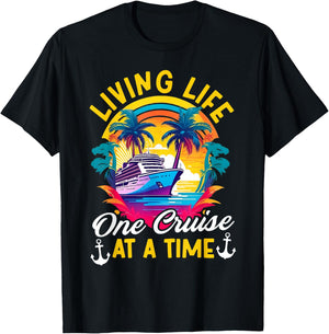 Living Life One Cruise At A Time Cruiser Summer Cruising T-Shirt - T-Shirt | Black