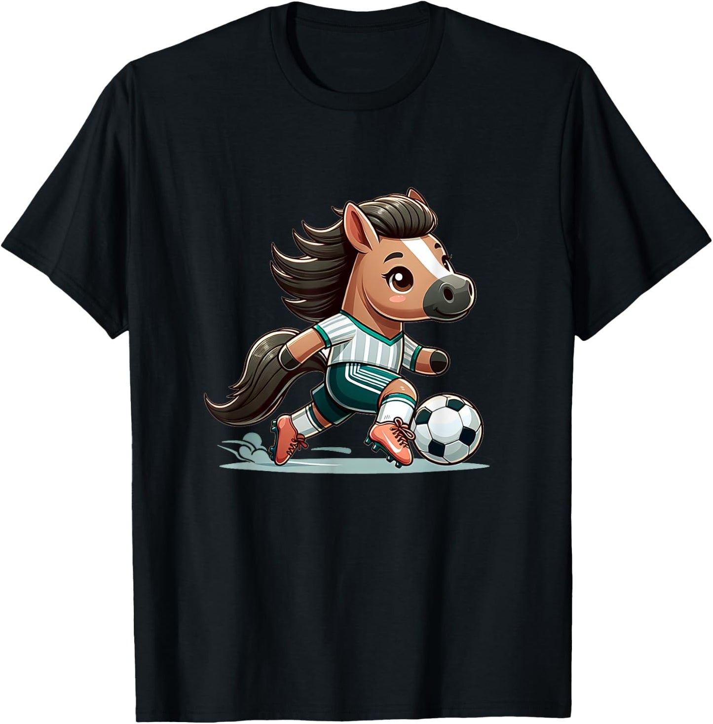 Cute Soccer Player Horse T-Shirt - T-Shirt | Black