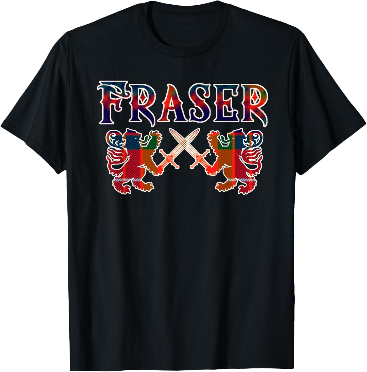 Clan Fraser Scottish Family Kilt Tartan Lion T-Shirt - T-Shirt | Black