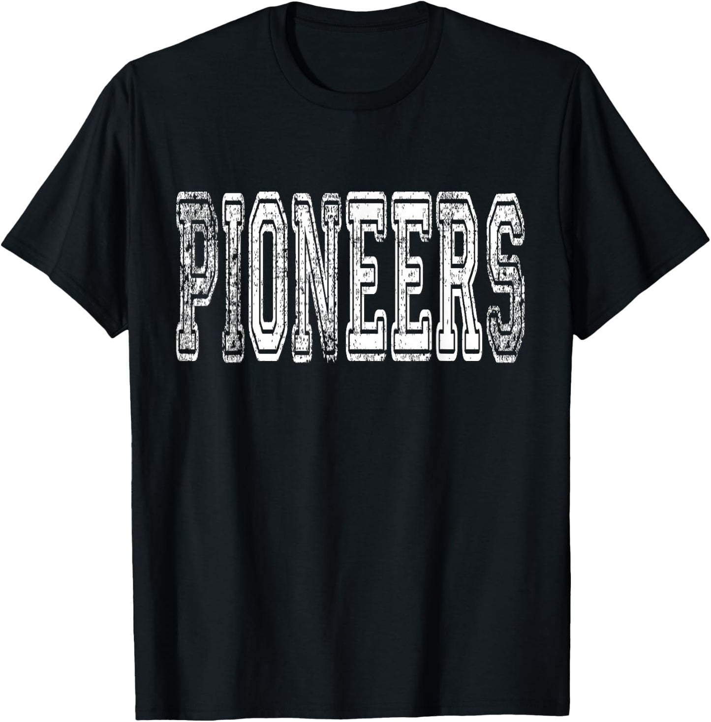 Pioneers Mascot Distressed Vintage School Sports Name Fans T-Shirt - T-Shirt | Black