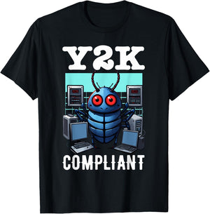 Y2K Compliant Retro Tech Bug T-Shirt - T-Shirt | Black