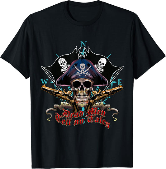 Pirate Skull Sea Thief Buccaneer Cool Sailor Man Gift T-Shirt - T-Shirt | Black