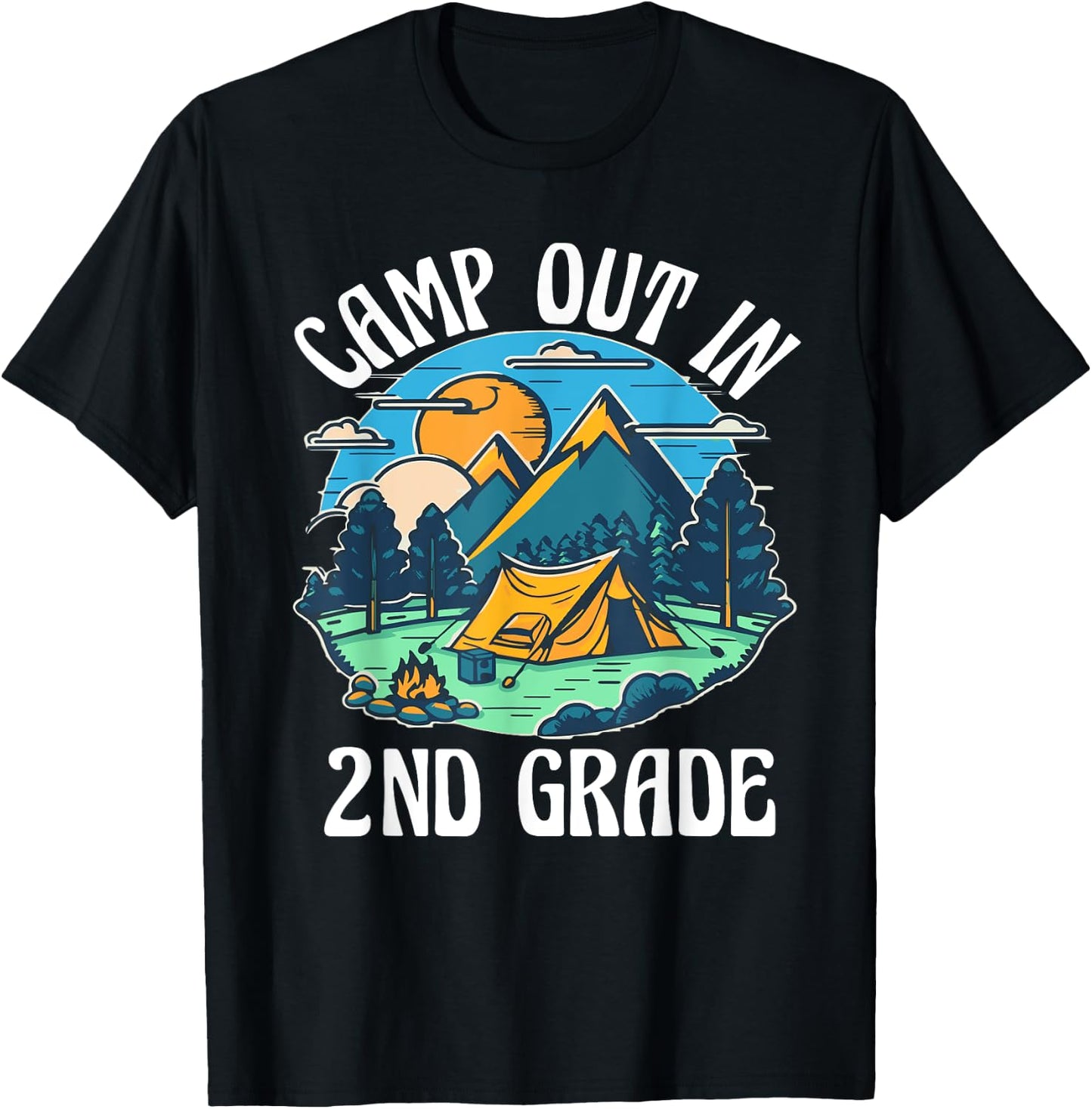 Camp out in 2nd grade, camping lover back to school T-Shirt - T-Shirt | Black
