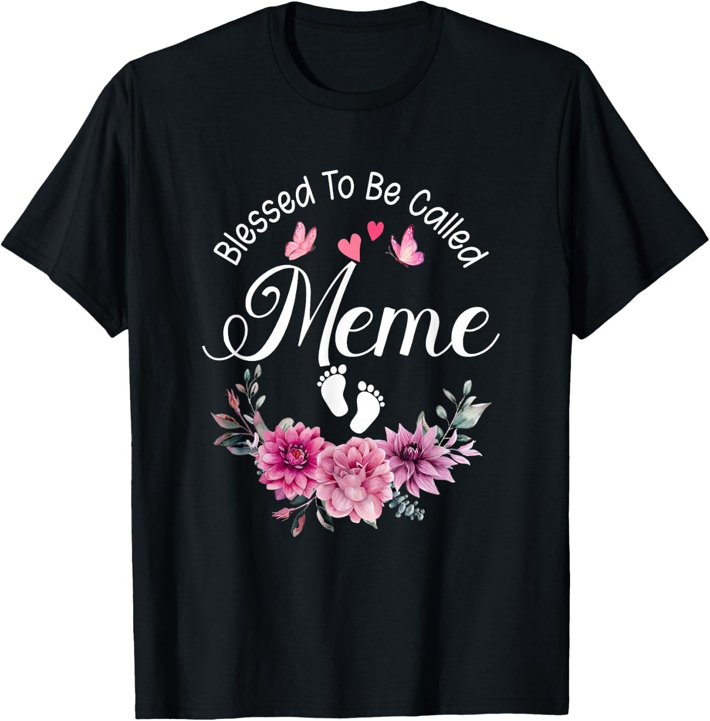 Blessed To Be Called Meme Women Floral Decor Meme T-Shirt - T-Shirt | Black
