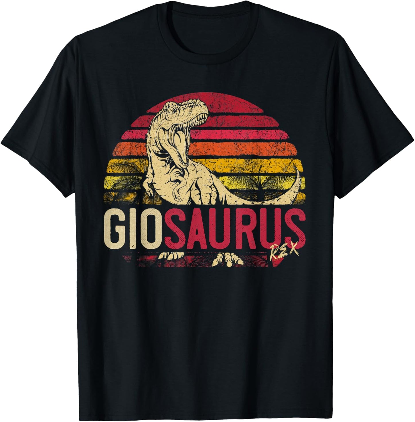 Gio Saurus Funny Personalized Dinosaur T Rex Name Boys Gift T-Shirt - T-Shirt | Black