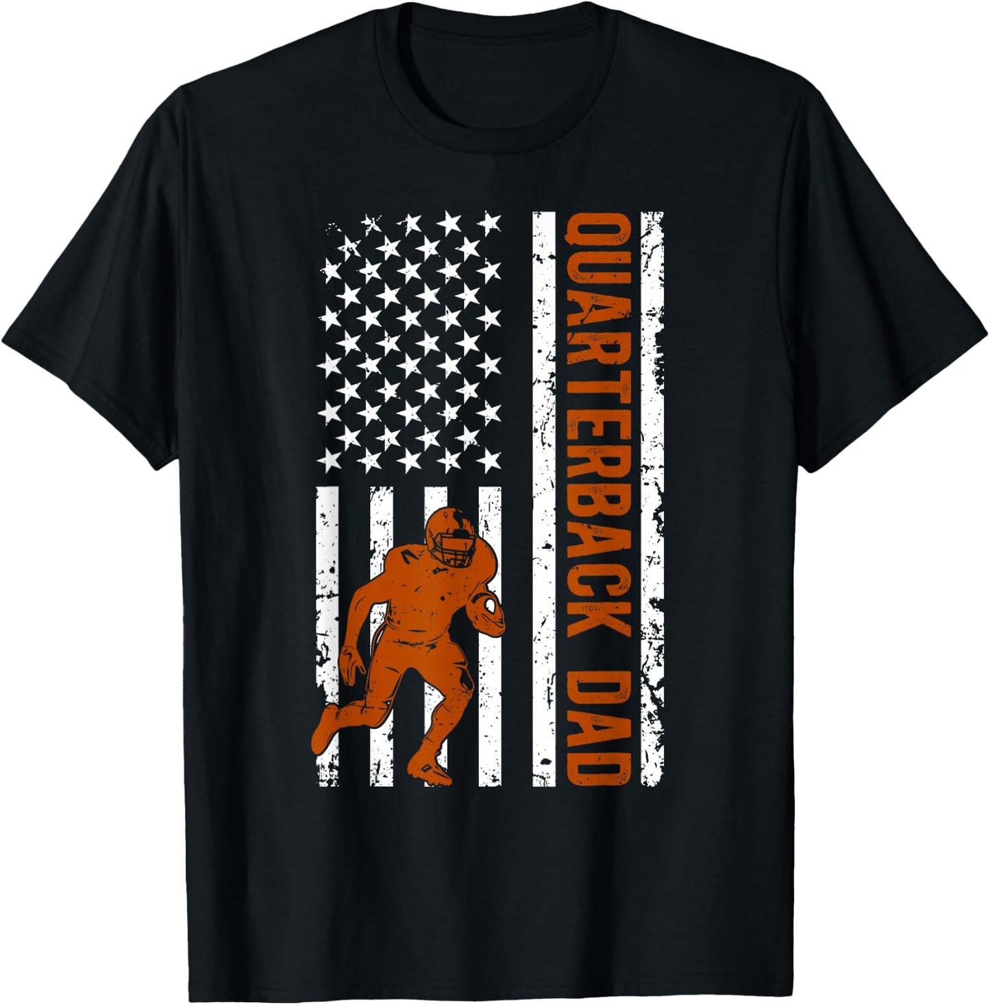 Quarterback Dad Of A Football Quarterback Father US Flag T-Shirt - T-Shirt | Black