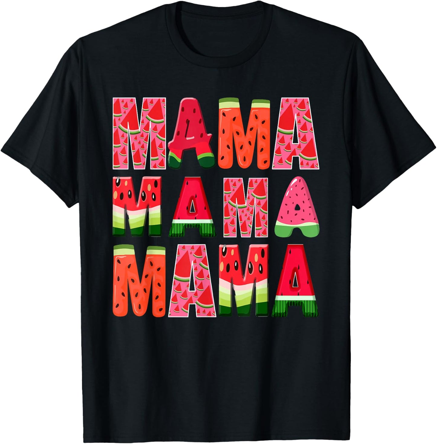 Watermelon Mama Summer Tropical Fruit Lovers Mom T-Shirt - T-Shirt | Black