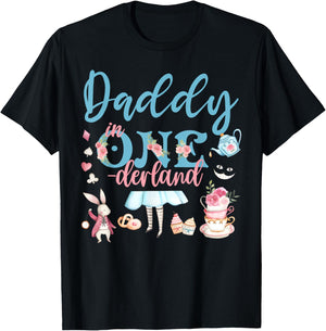 Daddy Of The Birthday Girl - Daddy In Onderland Family T-Shirt - T-Shirt | Black