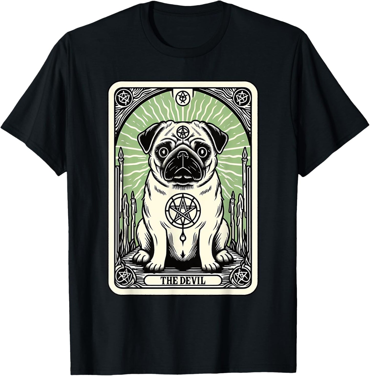 Tarot Card Dog The Devil, Satanic Goth Halloween Pug Women T-Shirt - T-Shirt | Black