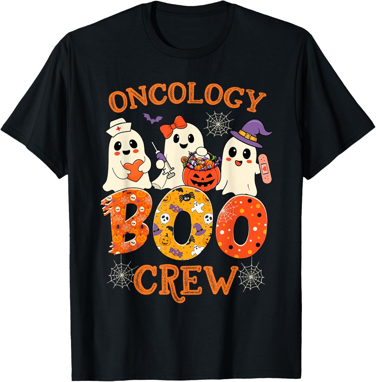 Oncology Boo Crew Funny Ghost Halloween Spooky Costume Nurse T-Shirt - T-Shirt | Black