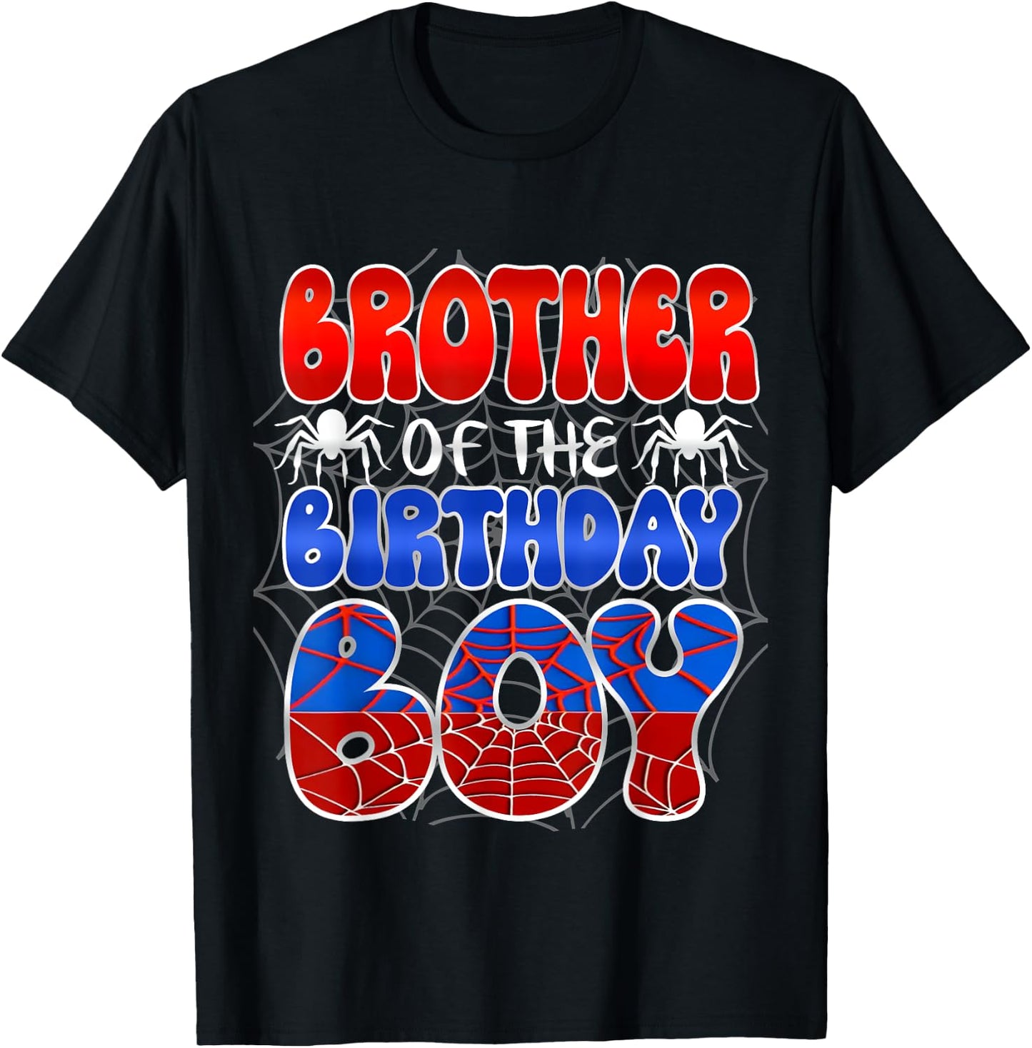 Brother Of The Birthday Boy Spider Web Family Matching T-Shirt - T-Shirt | Black