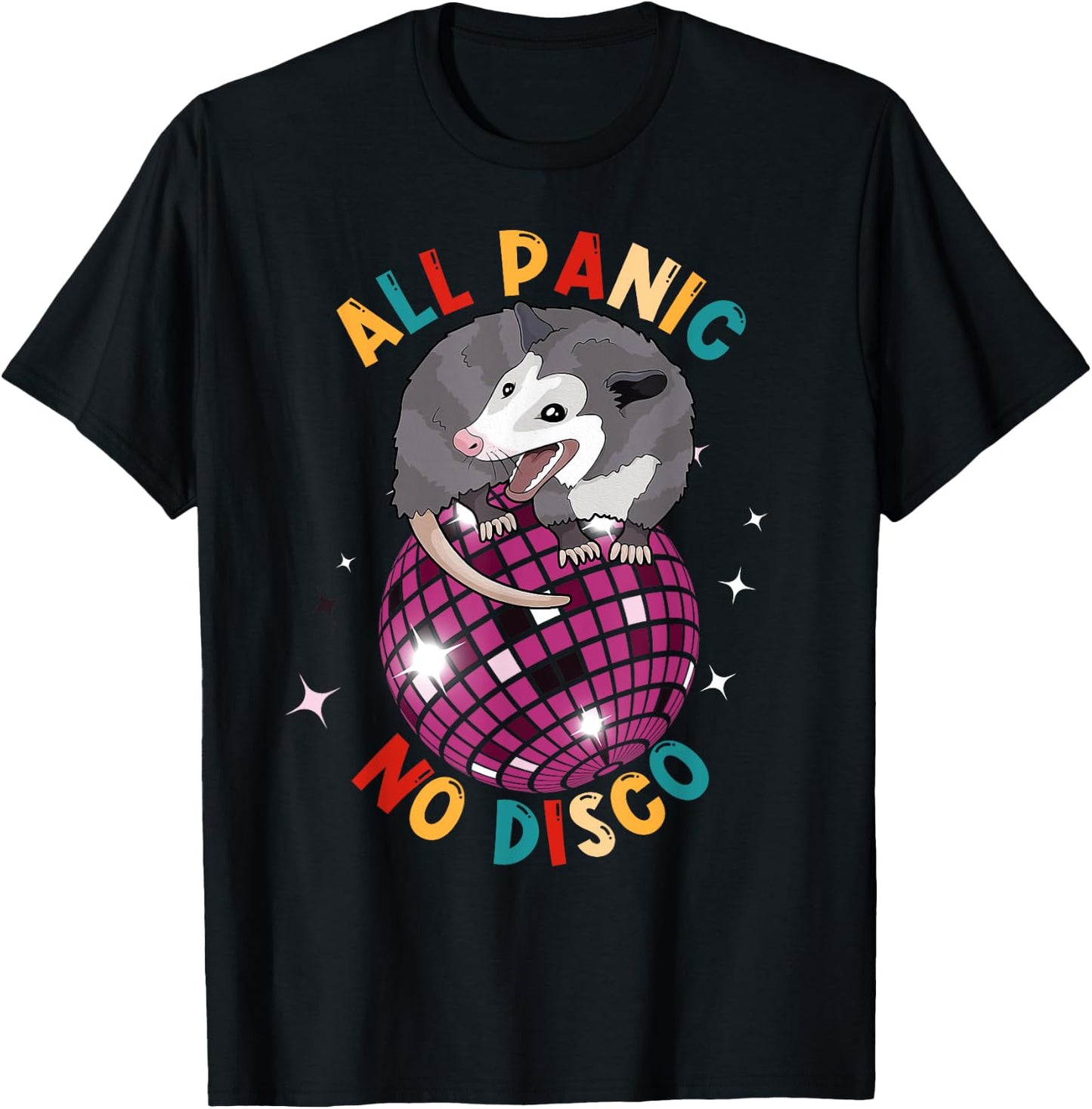 Opossum All Panic No Disco Funny Possum Scream Men Women Kid T-Shirt - T-Shirt | Black