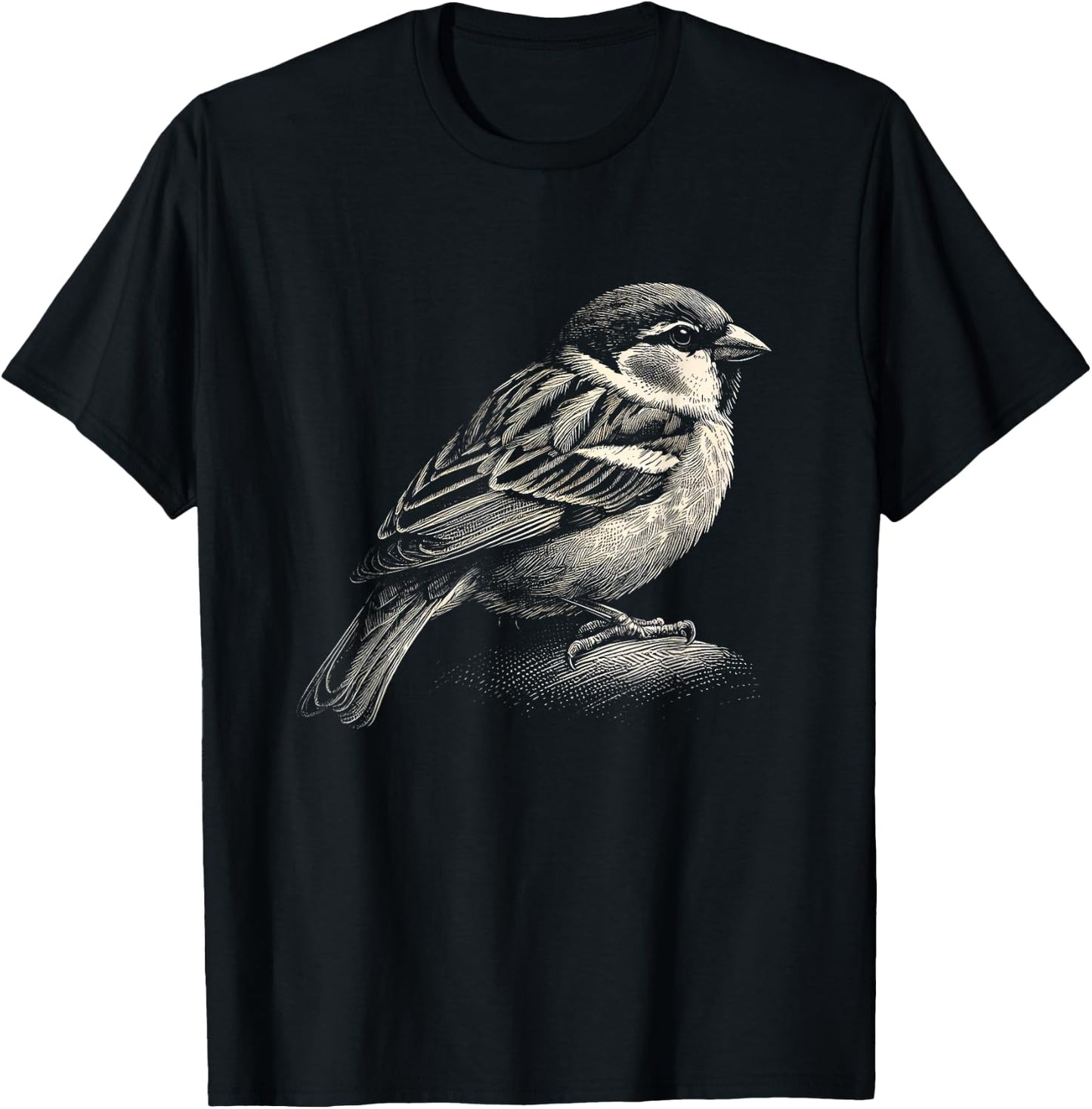 Sparrow Bird Graphic Art Design T-Shirt - T-Shirt | Black
