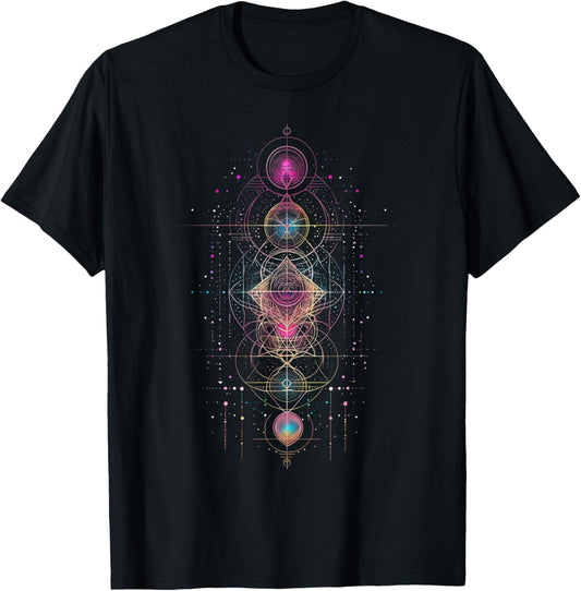Sacred Geometry Metatron Cube Spiritual Yoga T-Shirt - T-Shirt | Black