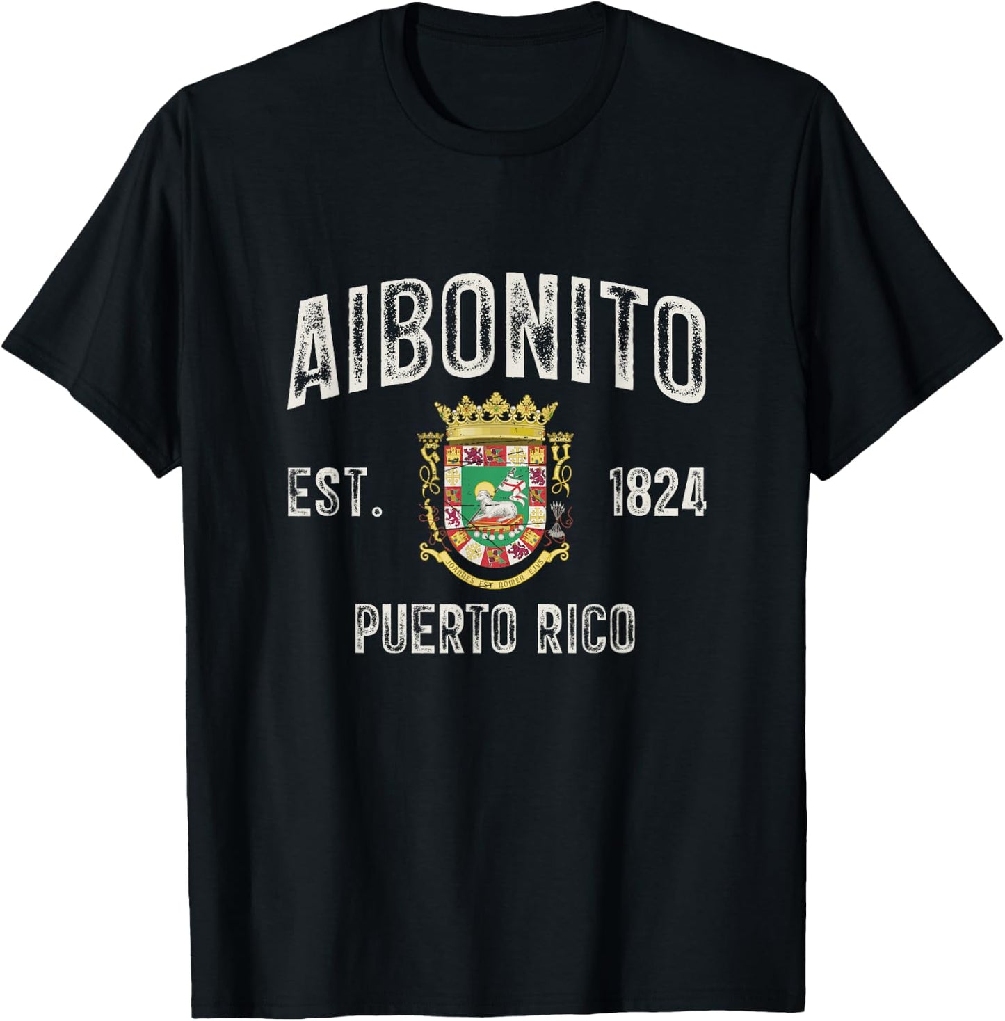 Aibonito City In Puerto Rico Est 1824, Puerto Rico Armorial T-Shirt - T-Shirt | Black