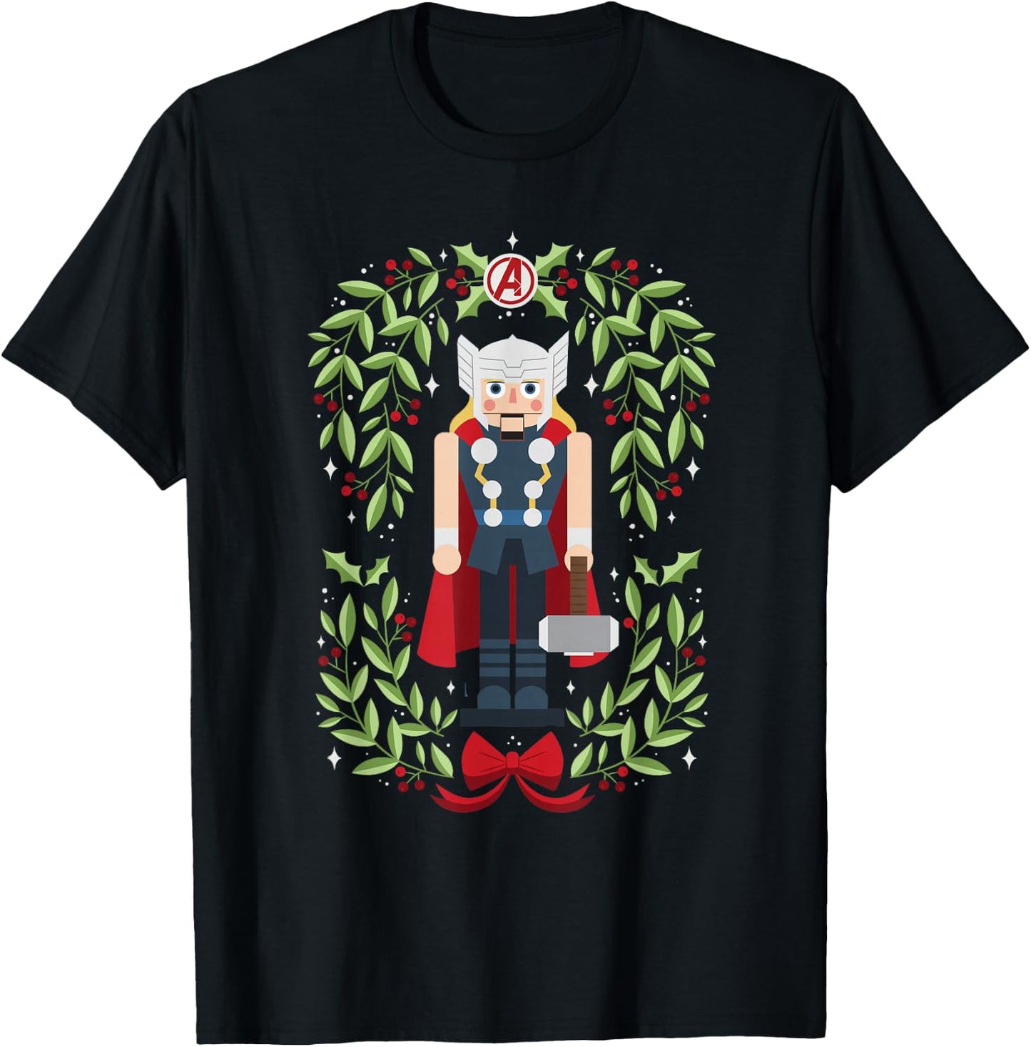 Marvel Holiday Christmas Avengers Holly Thor Nutcracker T-Shirt - T-Shirt | Black