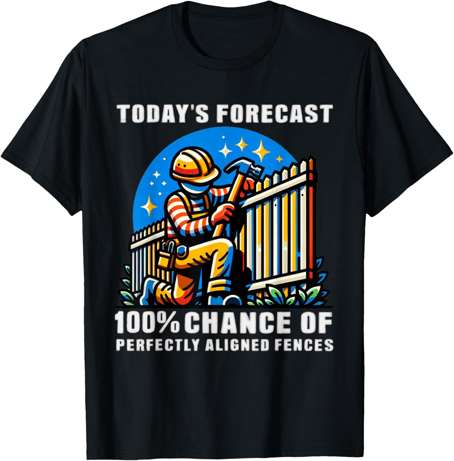 Funny Fence Installing Fence Builder T-Shirt - T-Shirt | Black