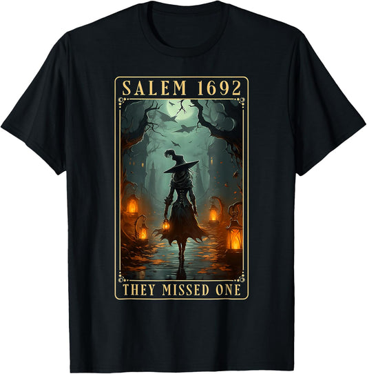 Salem 1692 They Missed One Halloween Witch T-Shirt - T-Shirt | Black